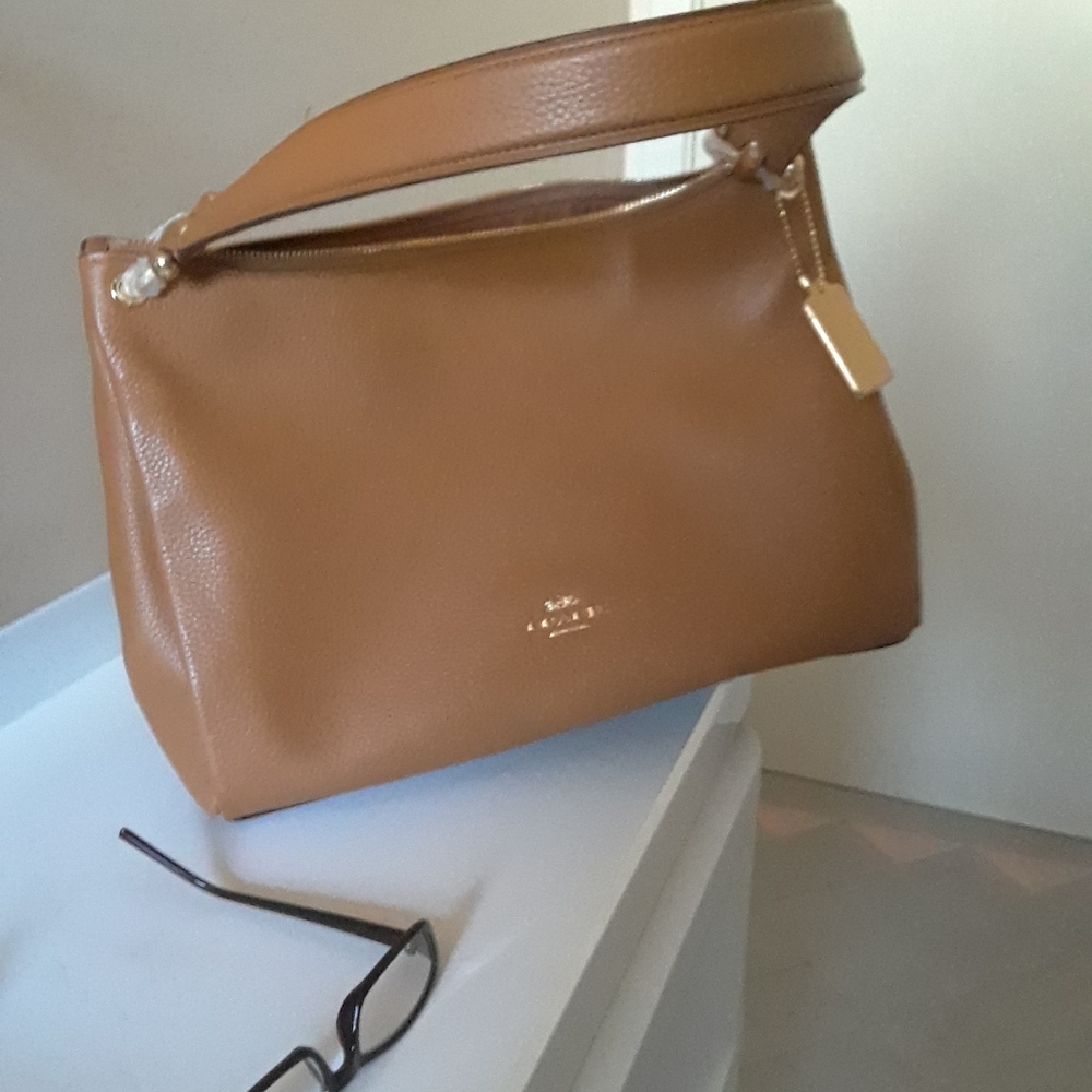 Coach Light Saddle Pebble Leather Mia Shoulder Bag F28966 IMLQD - Picture 10 of 12